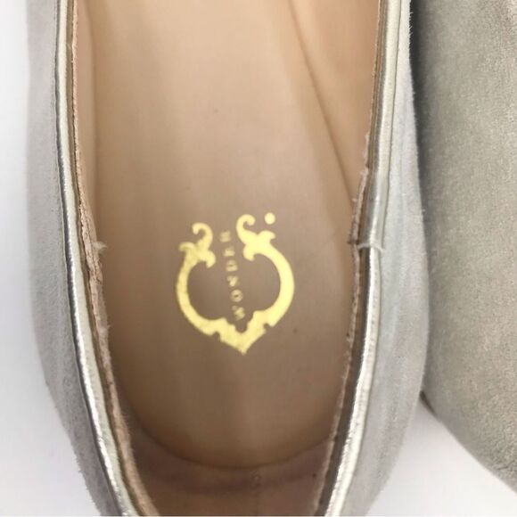 C Wonder Creamy Taupe Suede Leather Be Happy Embroidered Ballet Slipper Flats - Picture 15 of 16